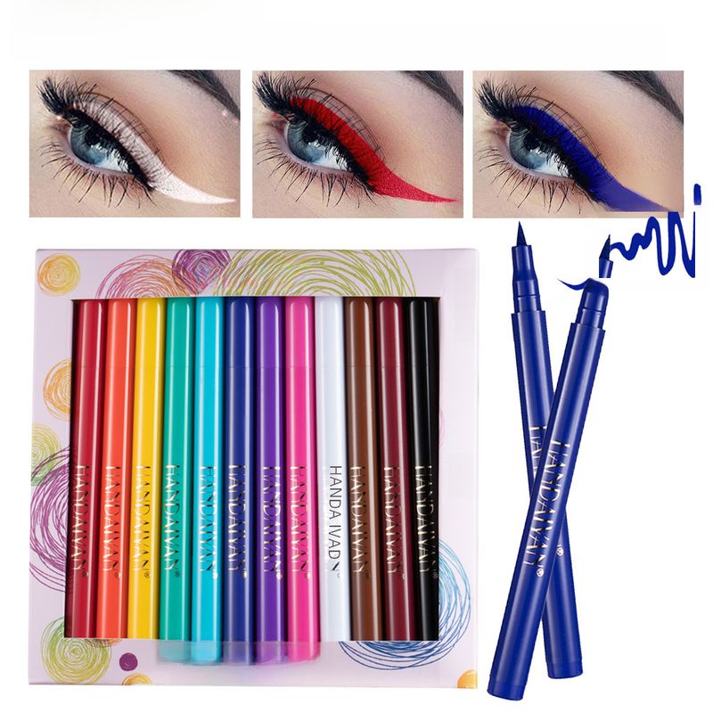 esplosivo handaiyan12 colore opaco asciugatura rapida non facile da sbiadire eyeliner colorato set trucco performance_voghion.com