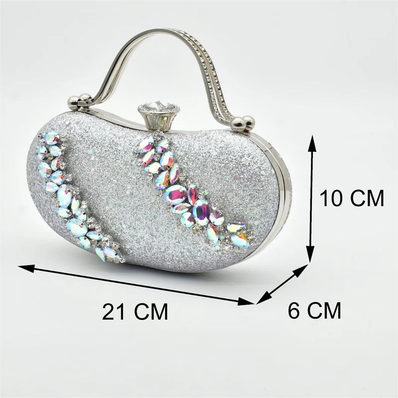 Vintage Diamant-Set klobige Sandalen mit Abendessen Tasche Set Mode Design Strass Abendtasche_voghion.com