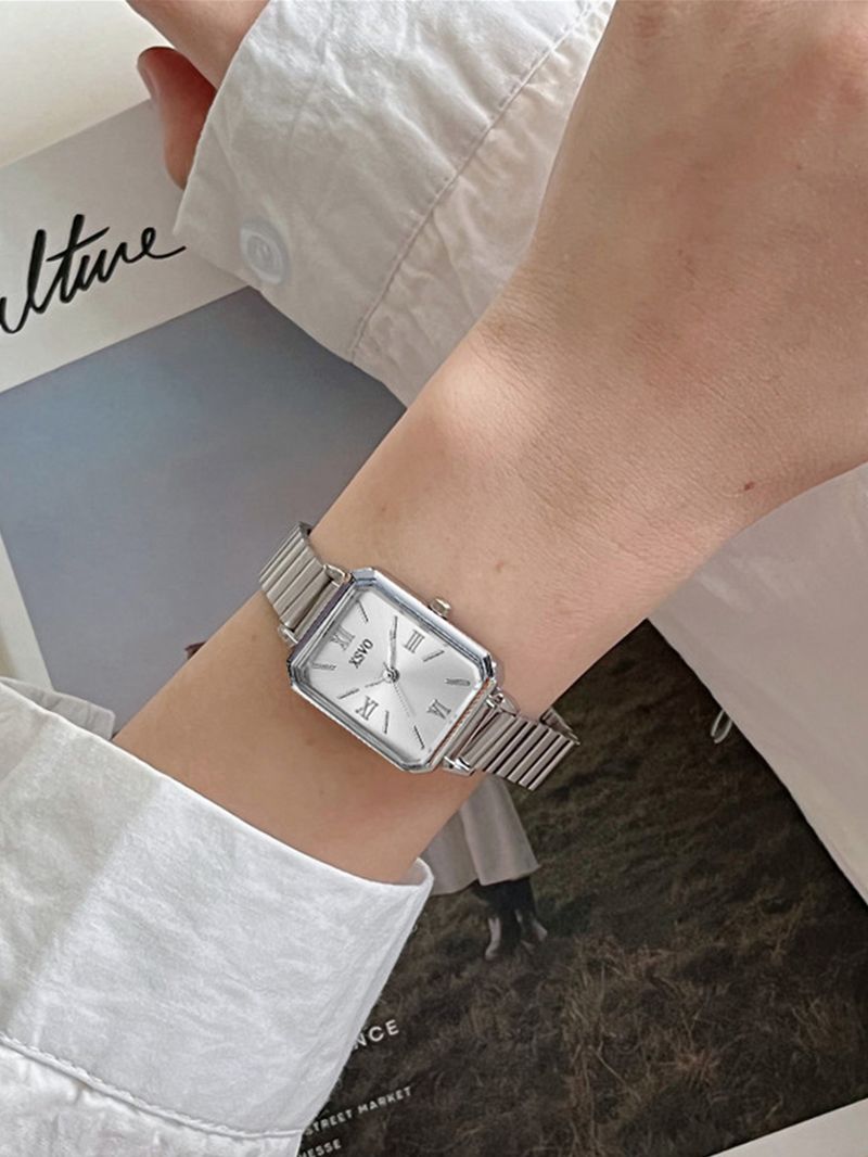 Women's Watches Fashion Strip Nail Mixed Scale Bamboo Joint Steel Belt Women's Quartz Watch + Earring Set 13pcs_voghion.com