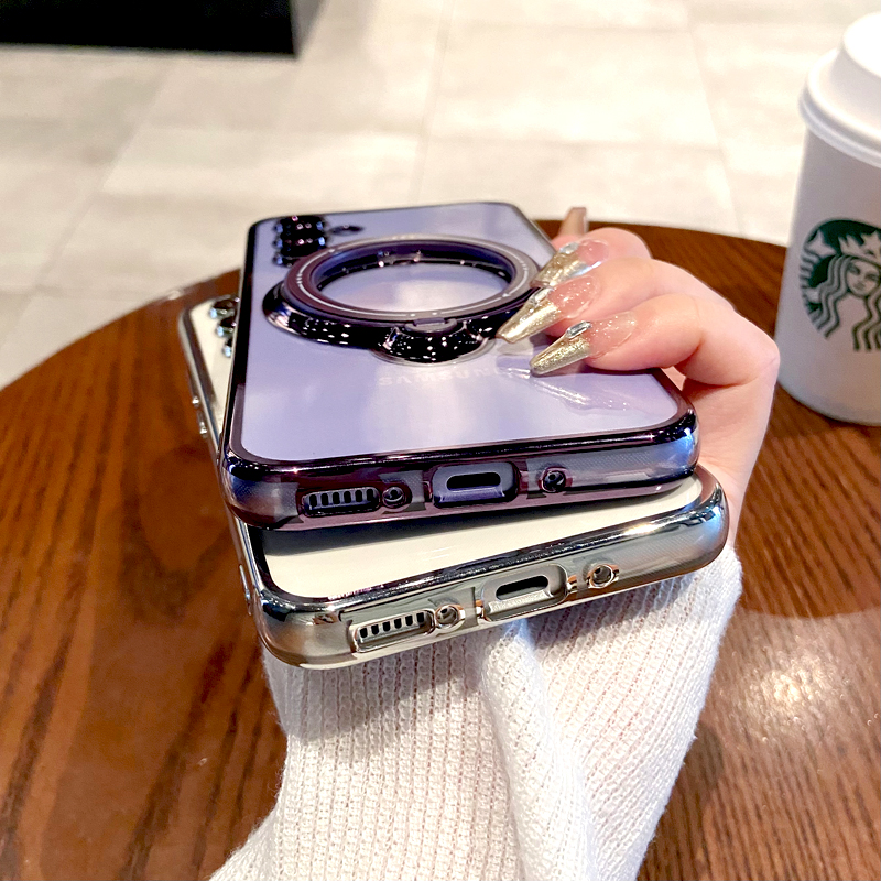 Magnetic Transparent Stand Holder Case for Samsung Galaxy S23 S22 Ultra Plus S20 FE A52 A54 14 A34 24 A13 12 5G 4G Magsafe Cover_voghion.com