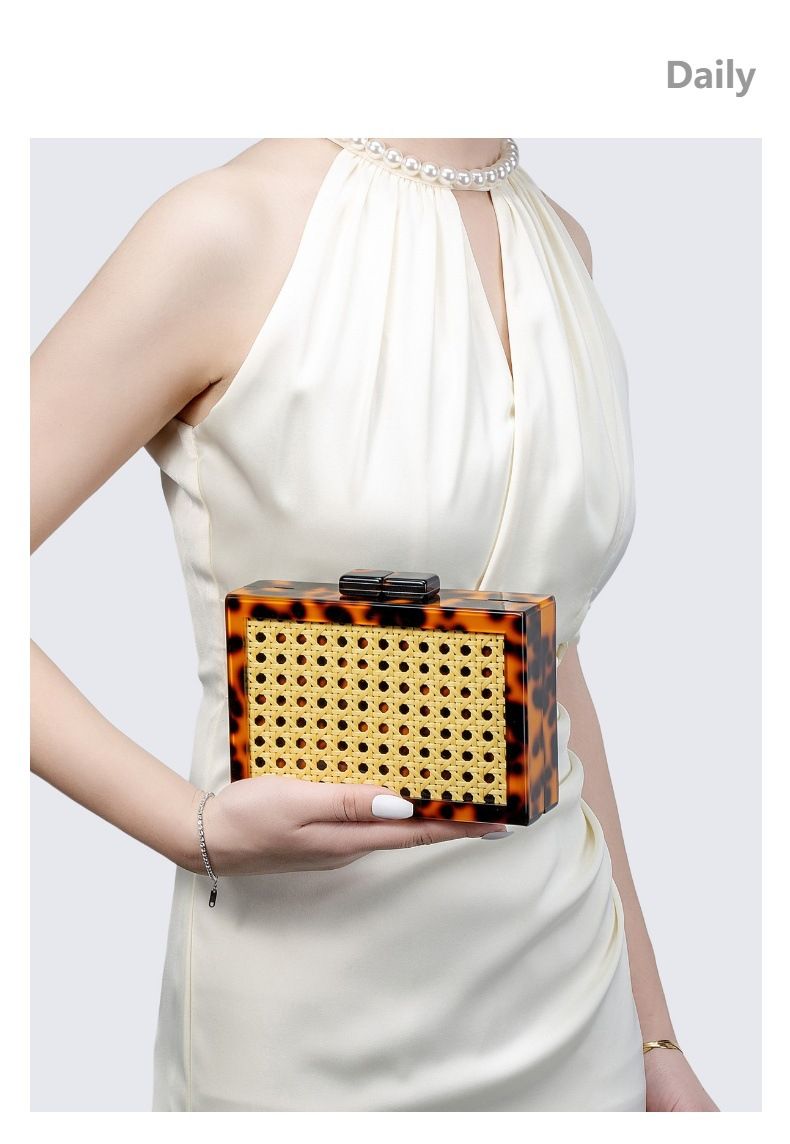 Borsa da donna alla moda, in rattan verde, in acrilico, con una spalla, borsa a tracolla diagonale_voghion.com