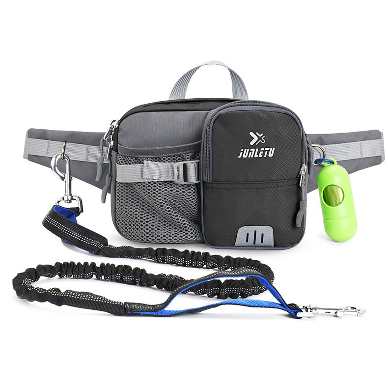Chain Explosion-Proof Medium Large Elastic Leash Reflective Sports Dog Walking Waist Bag_voghion.com