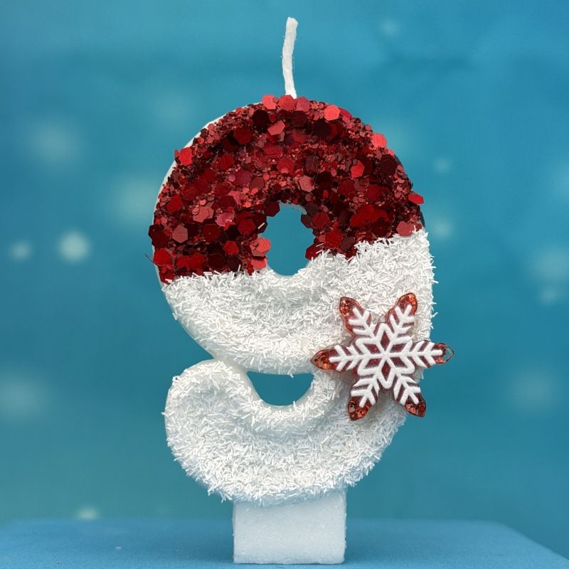 Creative Ice Snow Digital Cake Party Decoration Birthday Celebration Candle DIY Red And White Snowflake_voghion.com