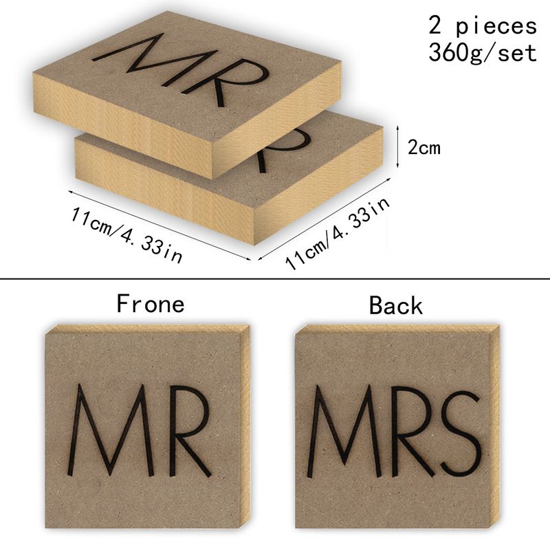 Valentine's Day Wedding Decoration Gift MR MRS Double-sided Carving Ornaments New Bride Carving Wood Board Crafts_voghion.com