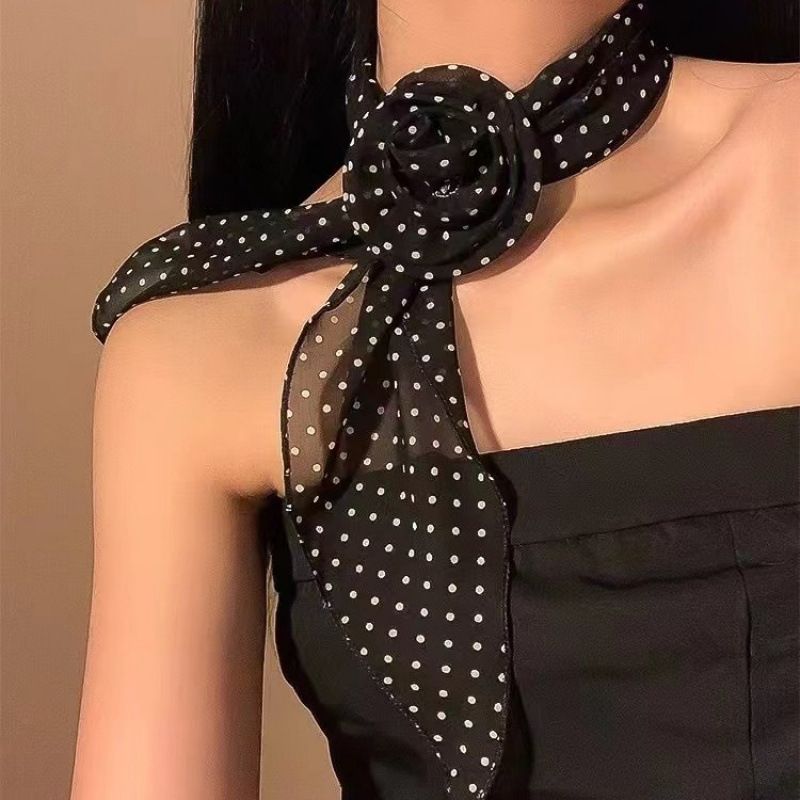 Fascia per capelli con fiocco a pois in stile coreano 2025, fascia per capelli da donna di alta qualità, sciarpa invernale sottile, scaldacollo lungo a strisce_voghion.com