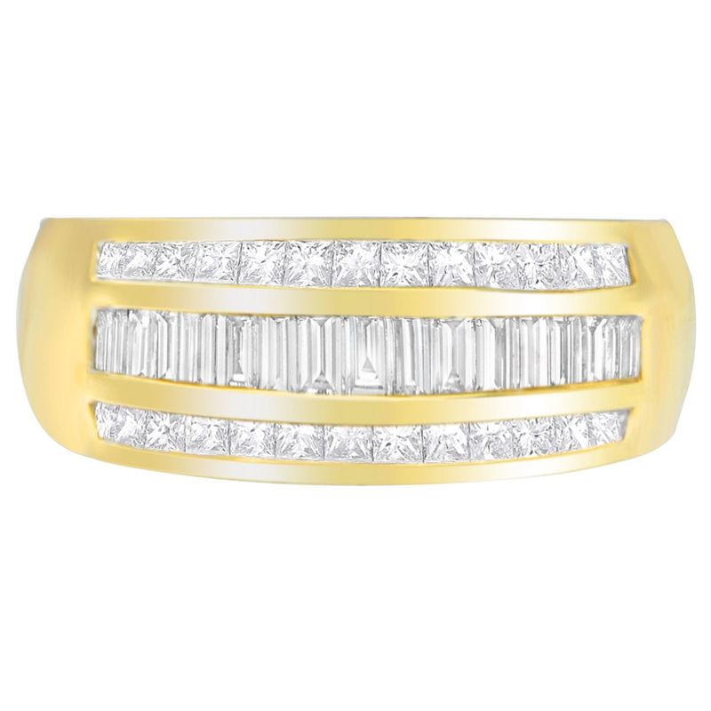 14K Yellow Gold 1ct. TDW Princess and Baguette-Cut Diamond Ring(H-I, SI1-SI2)_voghion.com