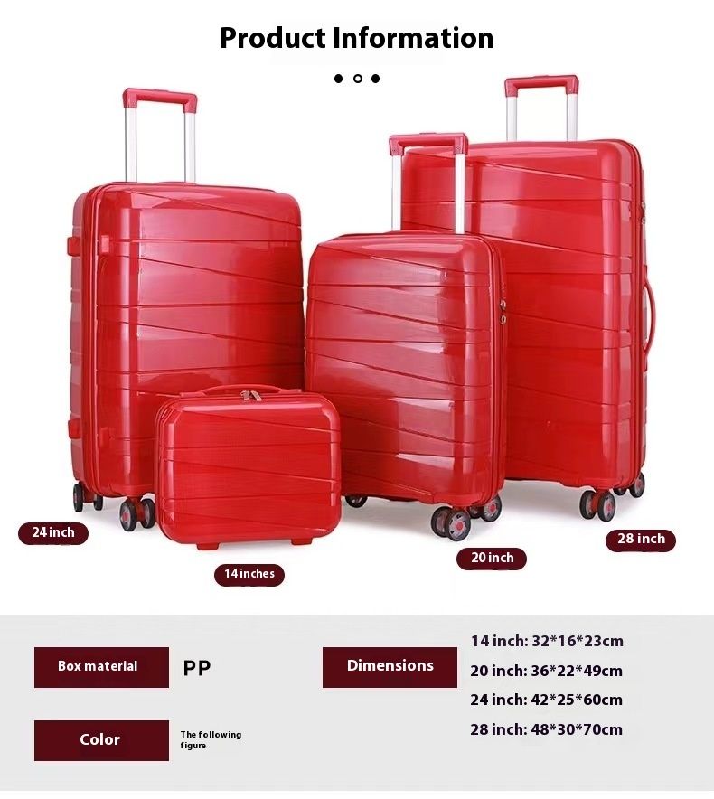 Set de trei piese din PP, valiză de călătorie universală cu roți marca comercială, bagaje de îmbarcare cu parolă de 20 inch_voghion.com