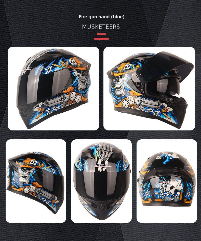 Doppellinsen-Motorradhelm Herren-Trailrunning-Helm Elektrischer Damen-Winter-Vollschutzhut-Integralhelm_voghion.com