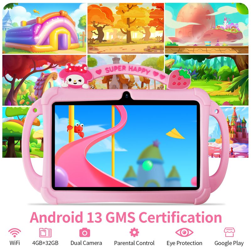 7" Kids Tablet With Protective Case - Early Learning & Entertainment, Safe & Durable_voghion.com