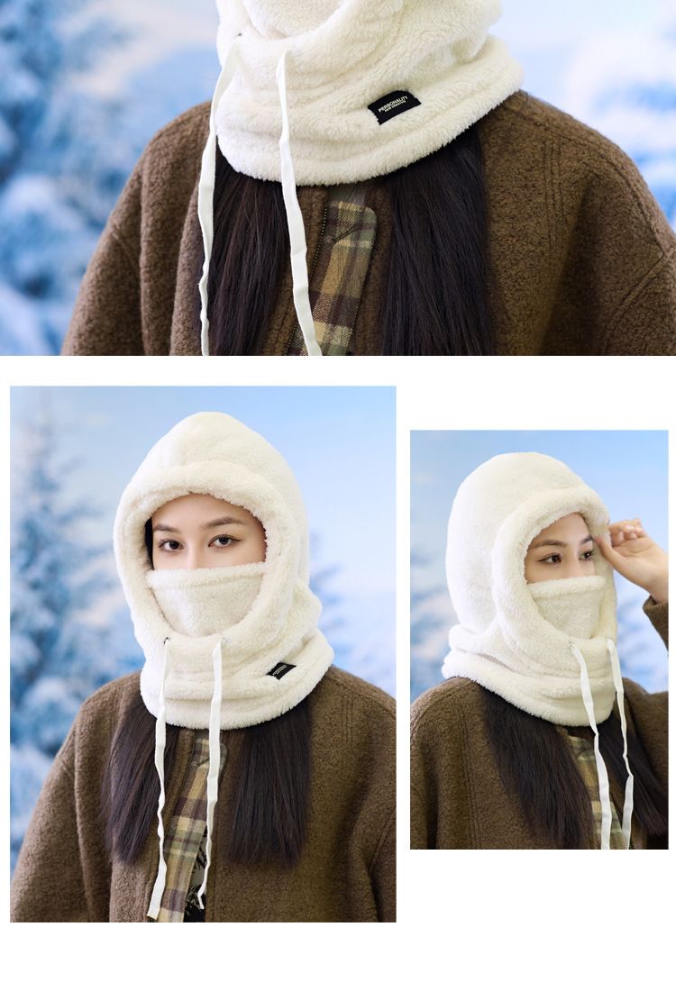 Cappello invernale antivento e caldo da ciclismo da donna, sciarpa copricollo in pile, cappello da donna, sciarpa integrata, cappello da uomo_voghion.com