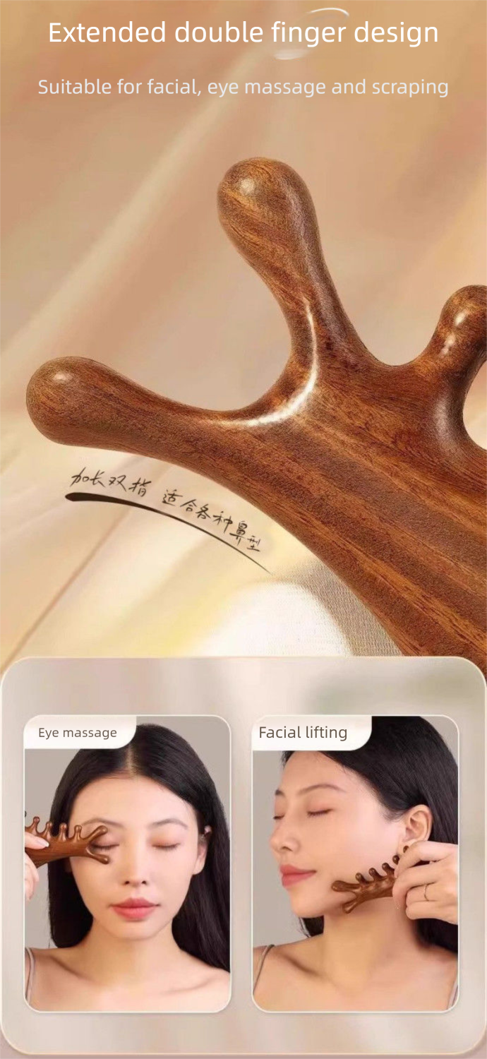 Xincaotang 4-in-1 Massage Gua Sha Finger Meridian Head Neck Triangle Comb Multi-Functional_voghion.com