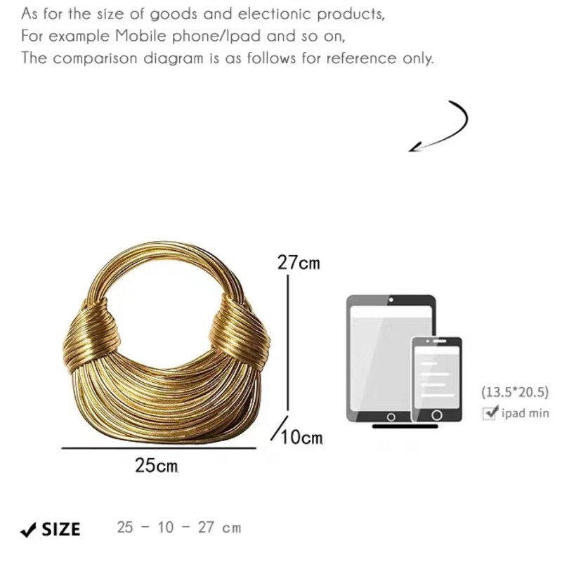 Handtassen voor vrouwen 2024 Nieuw goud Designer merk Handgeweven noedelzakken Touw geknoopt getrokken hobo Sier avond clutch chic_voghion.com