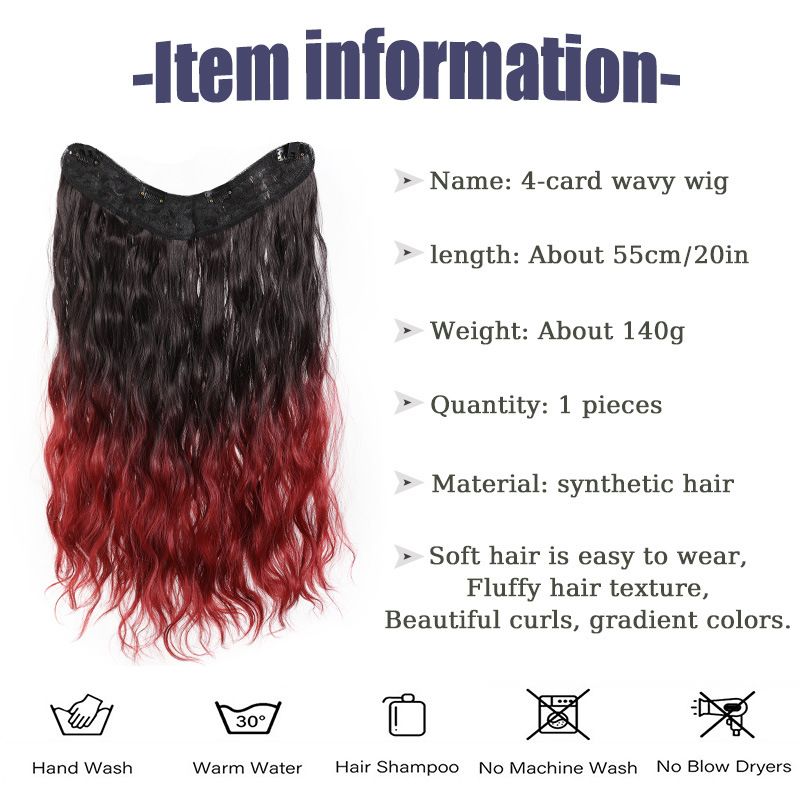 Peruca para mulheres em forma de V extensões de cabelo de uma peça Volume Fibra química volumosa cabelos cacheados peças de uma peça 55cm140g_voghion.com
