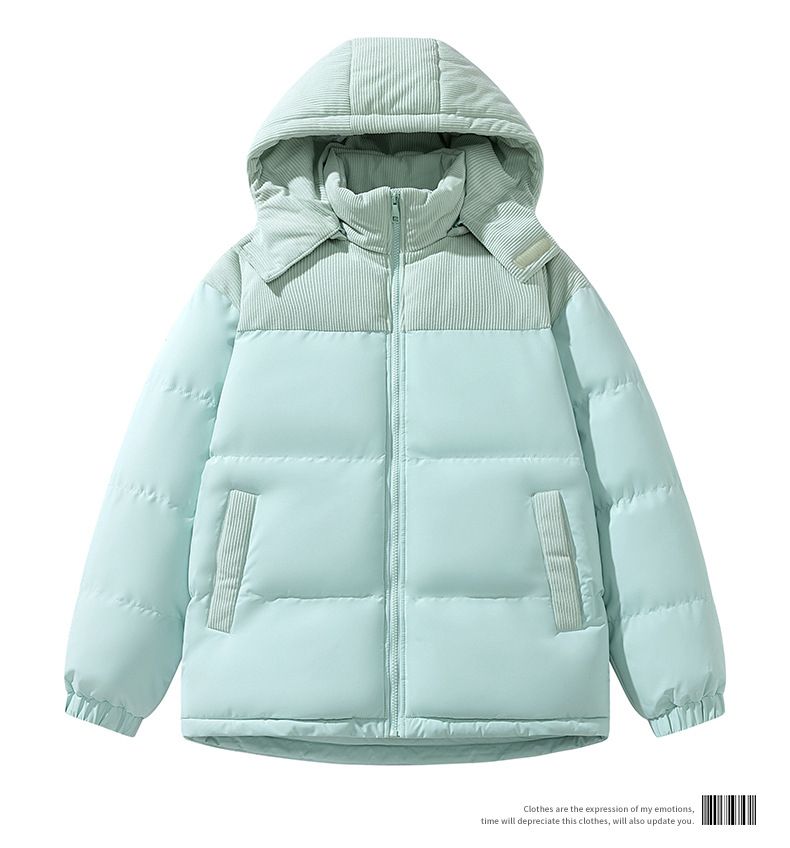 Cappotto imbottito in cotone a coste da uomo, cappello rimovibile in tinta unita, giacca imbottita in cotone da uomo_voghion.com