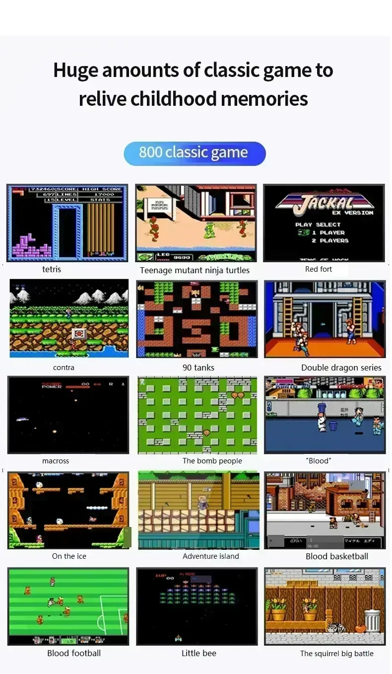 NGNG Portable Game Console With 500 Classic Retro Games 8 Bit 3.0-Inch Color Screen Perfect Birthday Gift For Kids_voghion.com
