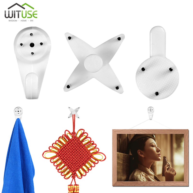 40PCS Multi Funktion Weiß Foto Bild Wand Haken Halterung Uhr Rahmen Kunststoff Unsichtbare Aufhänger Nahtlose Nagel Hängen Hause decor_voghion.com