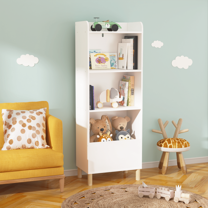 Kids 4-Tier Bookcase, Children's Book Display, Bookshelf Toy Storage Cabinet Organizer For Children's Room, Playroom, Nursery_voghion.com