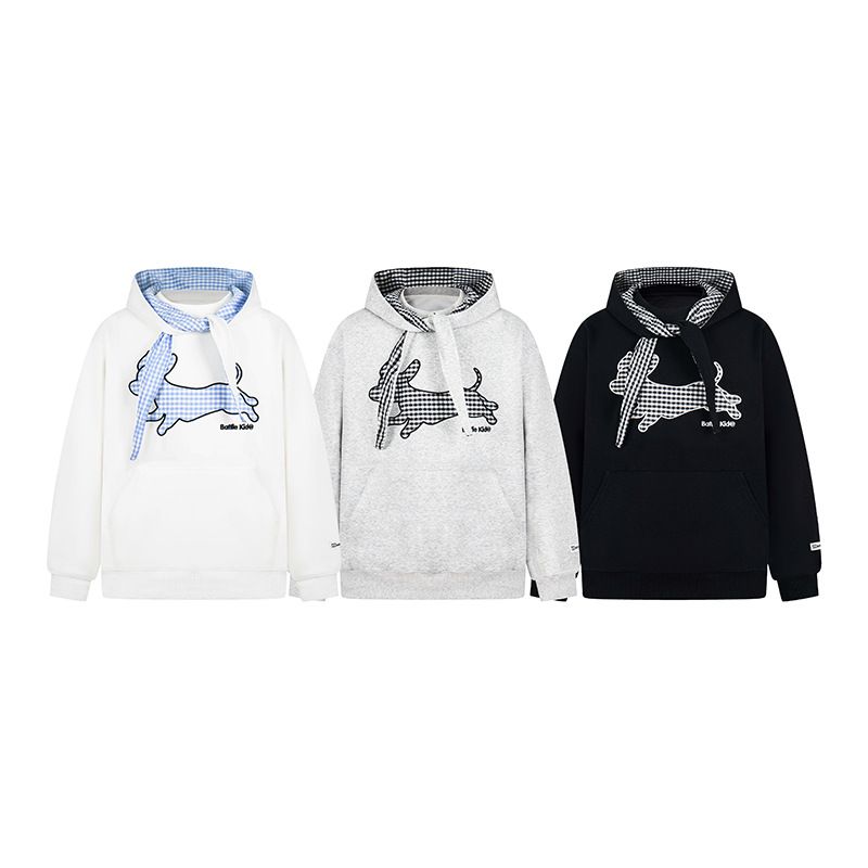 2025 New American College Puppy Stickerei Bogen Hoodie für Männer und Frauen Herbst Faul Stil Top_voghion.com