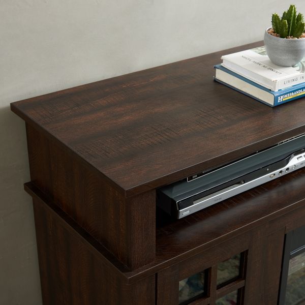 Classic TV Media Stand Modern Entertainment Console With 23' Fireplace Insert For TV Up To 65' With Open And Closed Storage Space, Espresso, 58.25'W_voghion.com