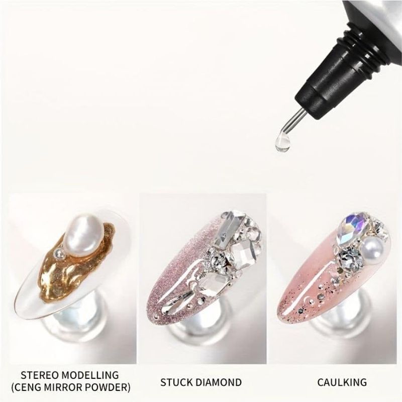 Nagelkleber, 15 g, Dichtungskleber, Nailart, waschfreier, klebriger Diamantkleber, nicht fließend, Phototherapie, waschfrei, stark klebriger Diamantkleber, speziell, superstark_voghion.com