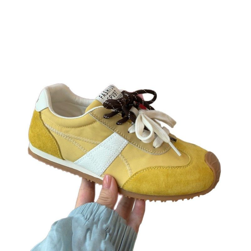 () Doppio laccio tedesco da allenamento 2025 primavera vera pelle superficie in tessuto Forrest Gump tacco basso alla moda casual_voghion.com