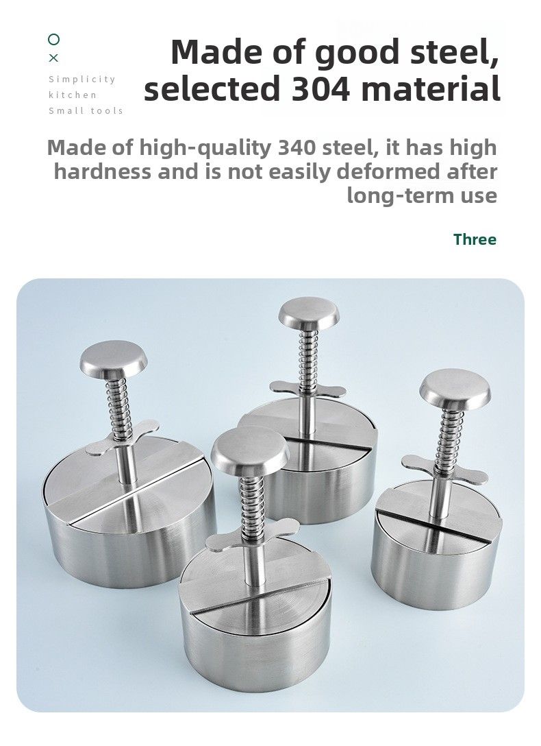 Food Grade 304 Stainless Steel Hamburger Manual Press Household Round Meat Patty Mold Kitchen Tool_voghion.com