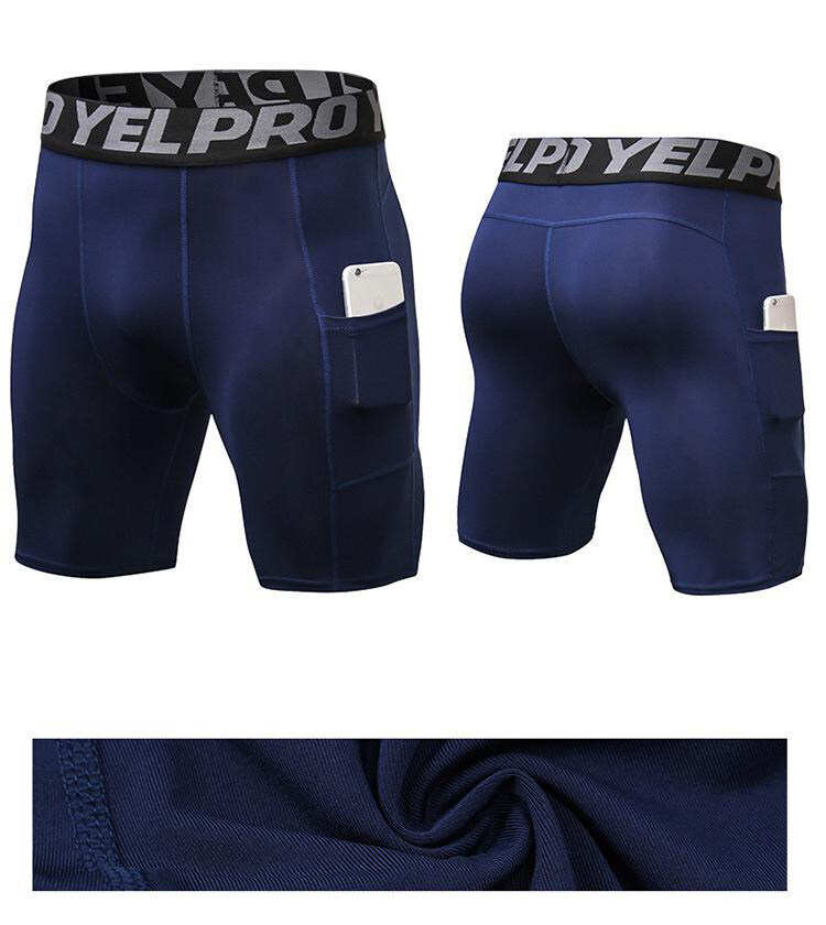 Short de Compression élastique pour hommes, collant d'été, de musculation, de sport, de course à pied, à séchage rapide, avec poches_voghion.com