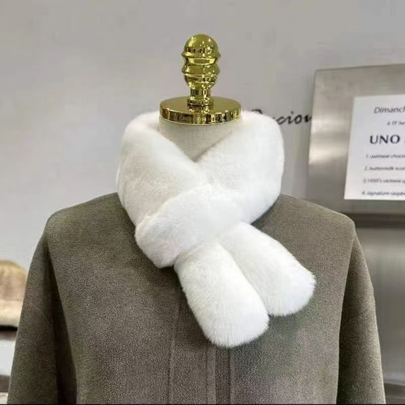 Imitation Rex Rabbit Hair Scarf Cute Rabbit Ears Double-sided Thickened Fur Scarf Winter Warm Versatile Hair Collar Neck Protection_voghion.com