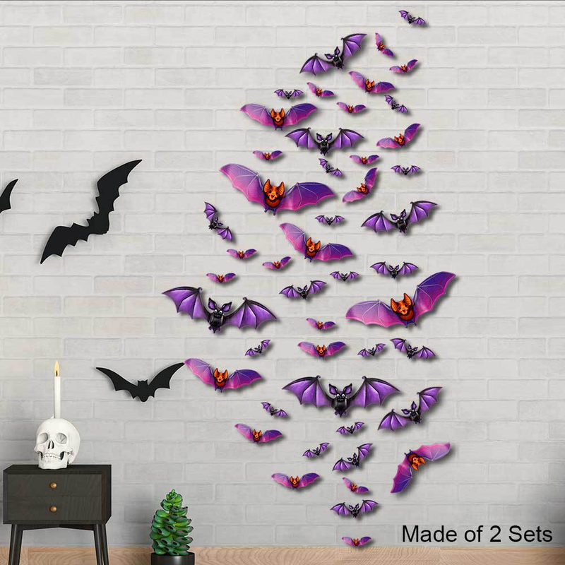 3D Helovīna PET Bat Ghost BOO sienas uzlīme Logu garāžas dekorēšanai liela sienas uzlīme_voghion.com