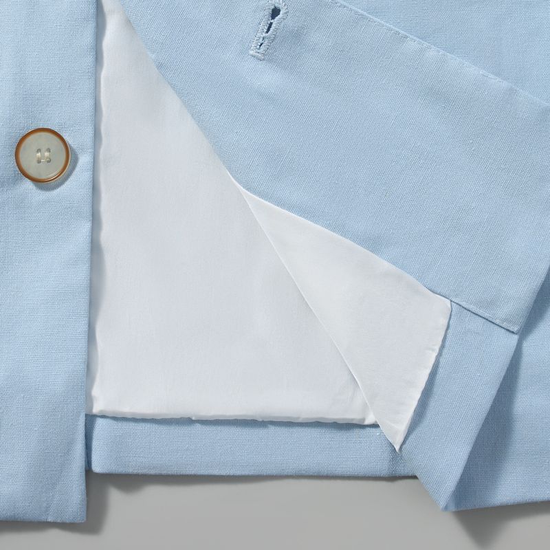 Blazer da uomo slim fit con collo alla coreana - Giacca casual in misto lino traspirante per tutti i giorni (blu navy, azzurro, kaki, verde)_voghion.com