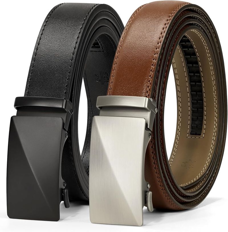 2-teiliger Leder Herren Automatik Arbeitsgürtel Ratsche verstellbar Breite 35 mm_voghion.com