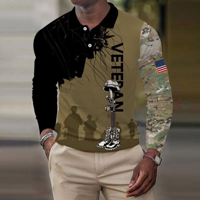 Maglietta a maniche lunghe con stampa digitale 3D, taglia USA, POLO da uomo, con risvolto e bottoni_voghion.com