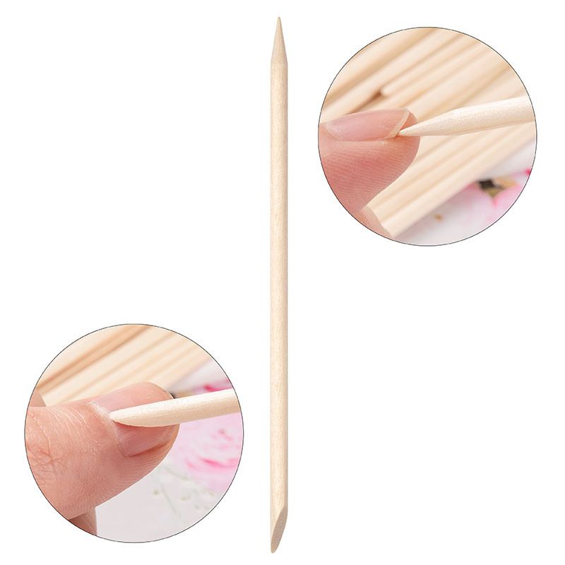 Multifunctional Cuticle Pusher Tool Beech Adhesive Small Drill Clean Excess Nail Polish Orange Wood Stick_voghion.com