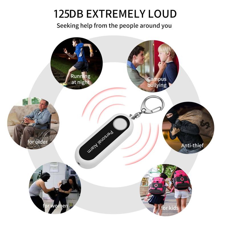 Personal Safety Alarm For Women & Kids - 130dB Emergency Siren, Keychain Anti-Theft Device With LED Light, Portable Self-Defense Alarm_voghion.com