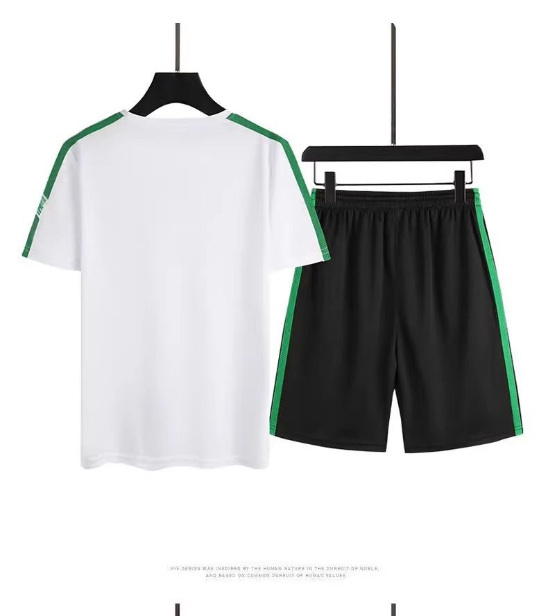 Ensemble deux pièces pour homme, t-shirt d'été à manches courtes et col rond, ample, avec short, tenue de sport décontractée_voghion.com