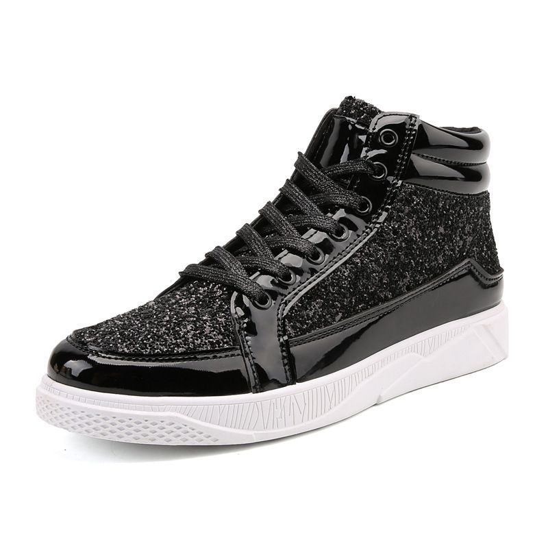 Stivali alti da uomo in pelle, taglia grande, lucidi, stile Martin, casual, stile stage, dorati_voghion.com