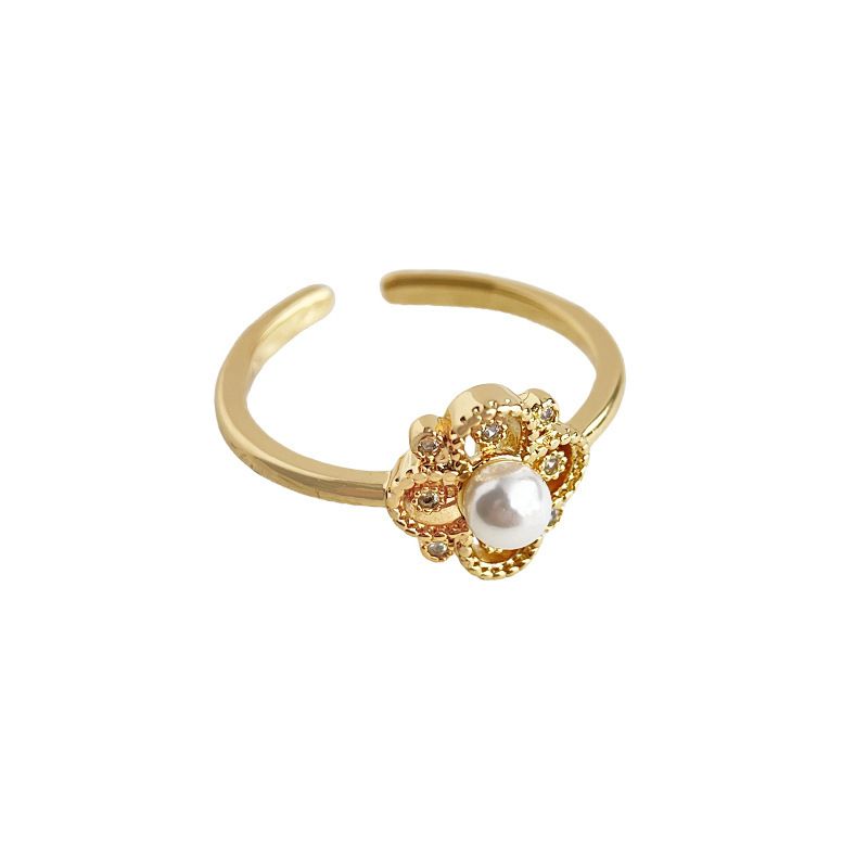 Anello per dito indice in oro vero placcato in stile vintage con micro pavé di zirconi_voghion.com