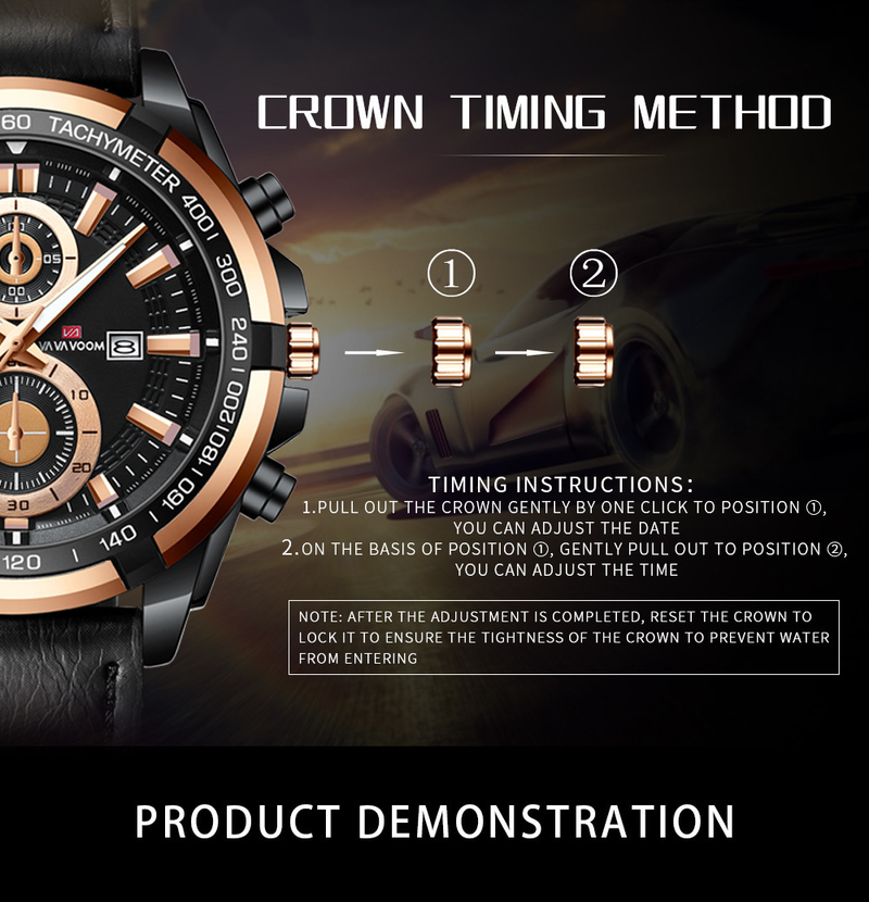 VA VA VOOM Men's Sports Watch Strap Business Calendar Student Waterproof Watch Casual Quartz Watch_voghion.com