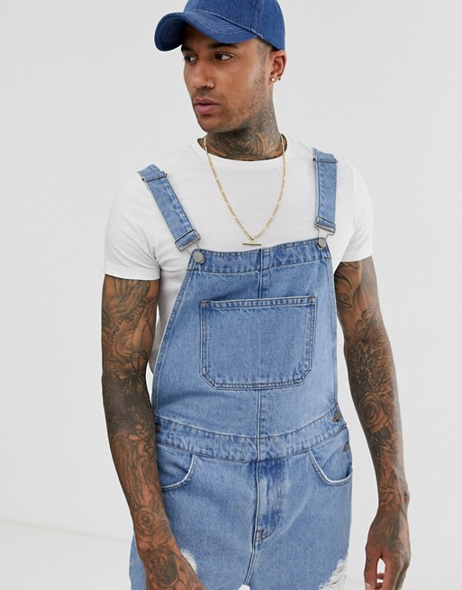 Vêtements homme Salopette une pièce déchirée en denim vintage pour homme_voghion.com