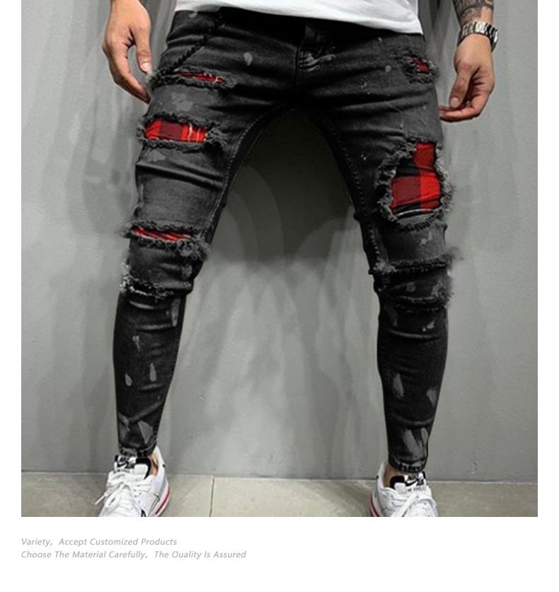 Pantalones vaqueros ajustados con parches desgastados, estilo camuflaje, leggings juveniles._voghion.com