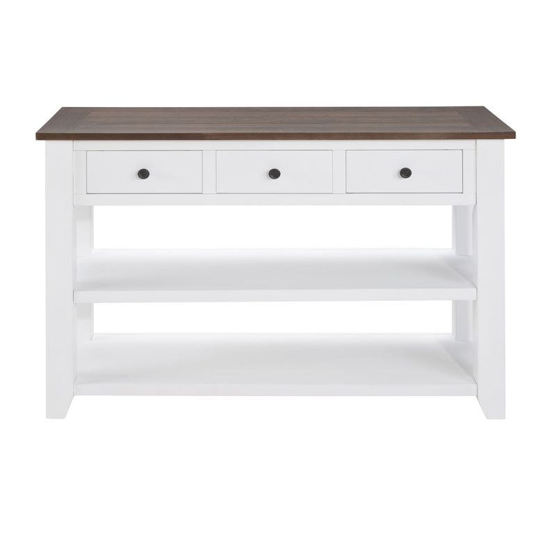 Retro Design Console Table With Two Open Shelves, Pine Solid Wood Frame And Legs For Living Room_voghion.com