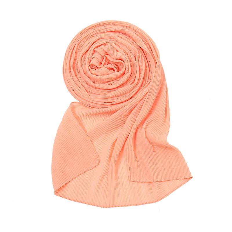 Unisex Pearl chiffon pleated solid color scarf for women hot selling solid color toothpick pressed wrinkled headscarf_voghion.com