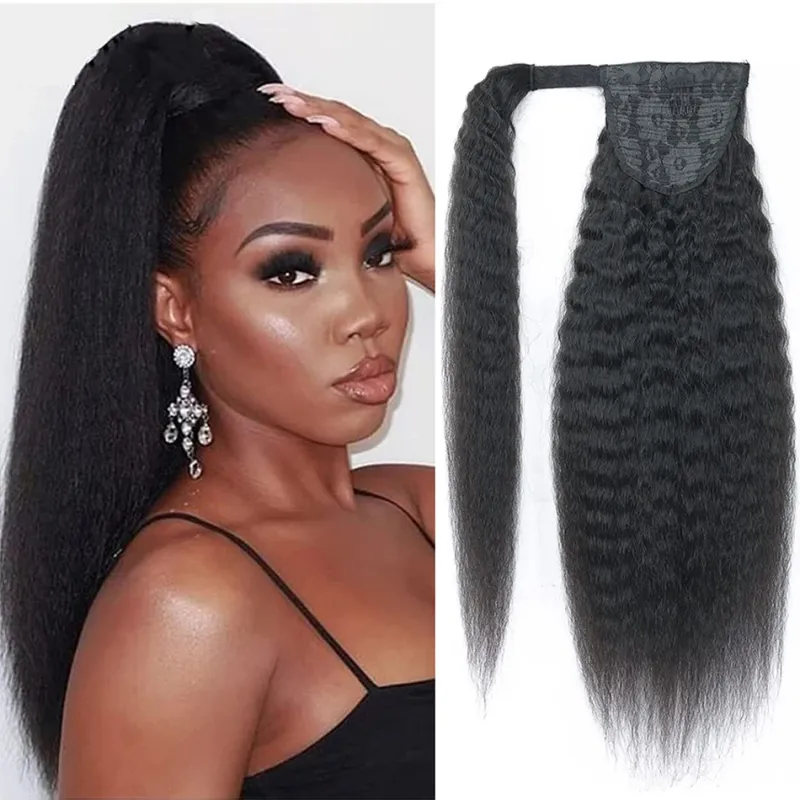 Kinky Curly Pferdeschwanz Echthaar Extensions Remy Haar_voghion.com