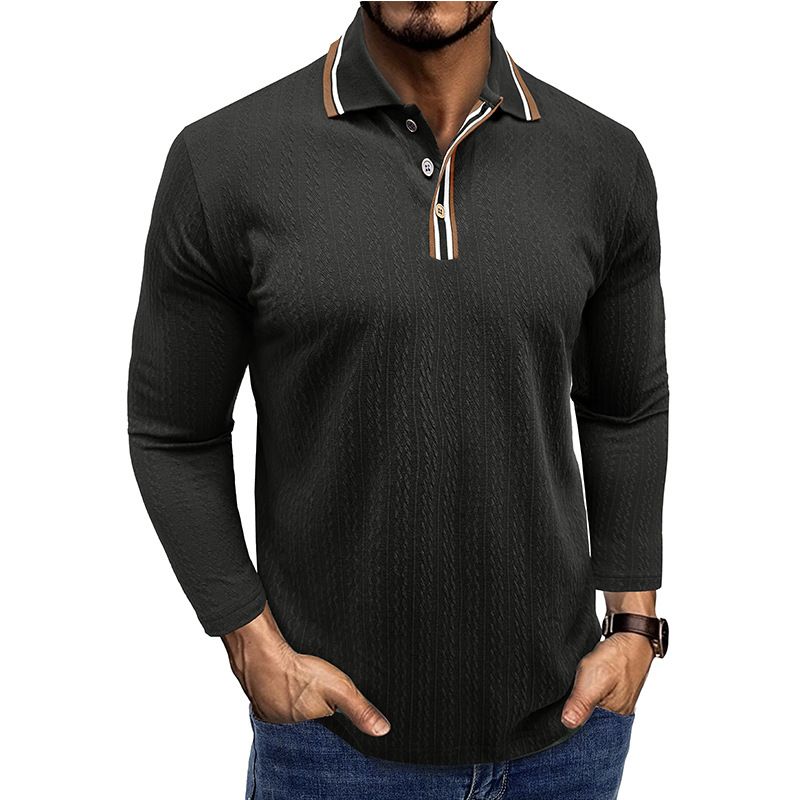 Polo da uomo a maniche lunghe in lana per l'autunno e l'inverno_voghion.com