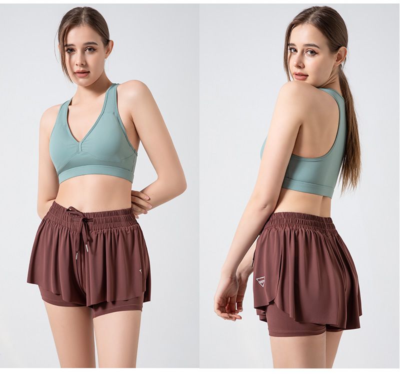 2-in-1 Yoga Pants Running Fitness Tennis Skirt Plus Size Women's Sports Shorts_voghion.com