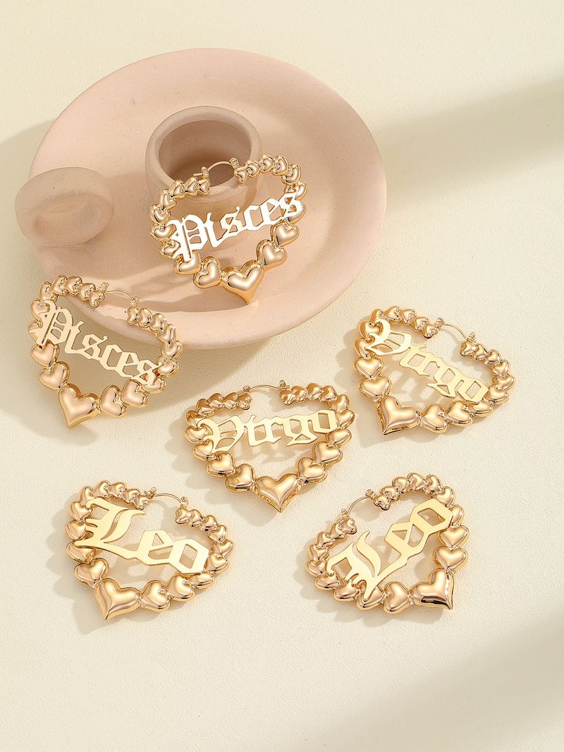 Statement Large Exaggerated High-end Feel DIY Letter Bamboo Knot Heart Earrings_voghion.com