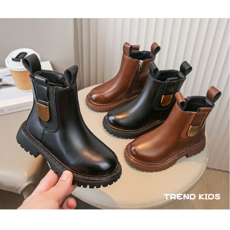 Chaussures pour enfants bottes Martin pour filles printemps et automne 2024 bottes courtes pour enfants de style britannique pour bébés filles bottes en cuir à semelle souple de style occidental_voghion.com