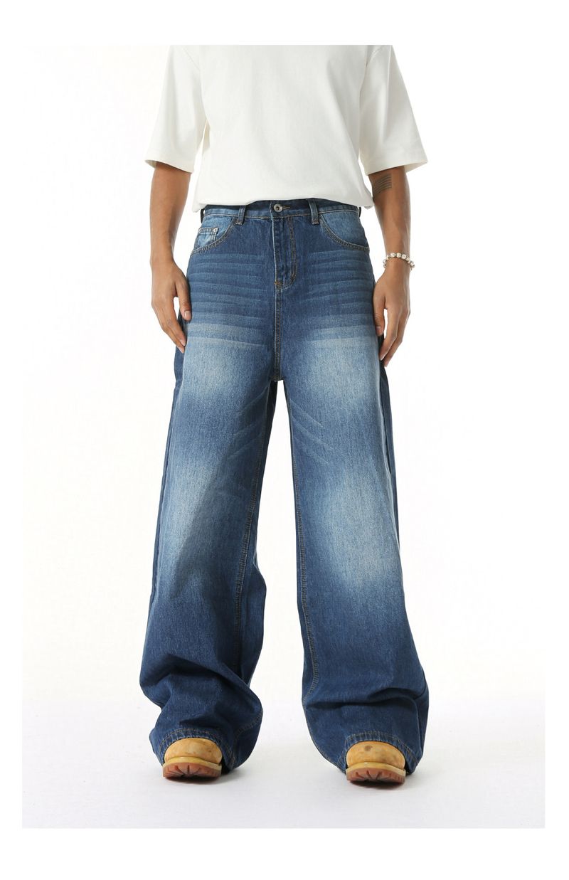 EF JEANS | 2025 Spring New Hong Kong Style Fashion Old Retro Casual Versatile Drape Floor Mopping Jeans_voghion.com
