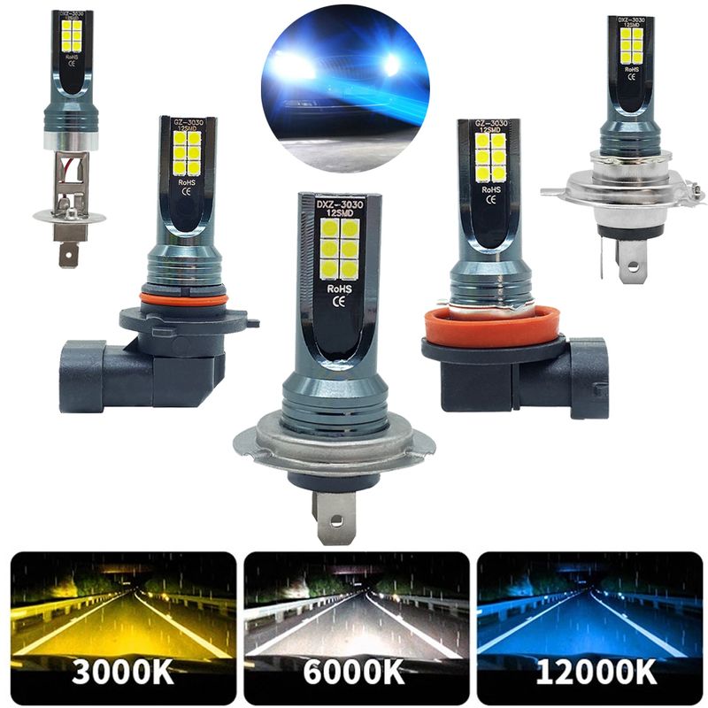 2 adet H4 H7 LED Far H11 H8 H9 H10 H1 H3 Araba Sis Ampulleri 9005 9006 Otomatik Sürüş Koşu Lambaları 12000LM 80 W 12 V_voghion.com