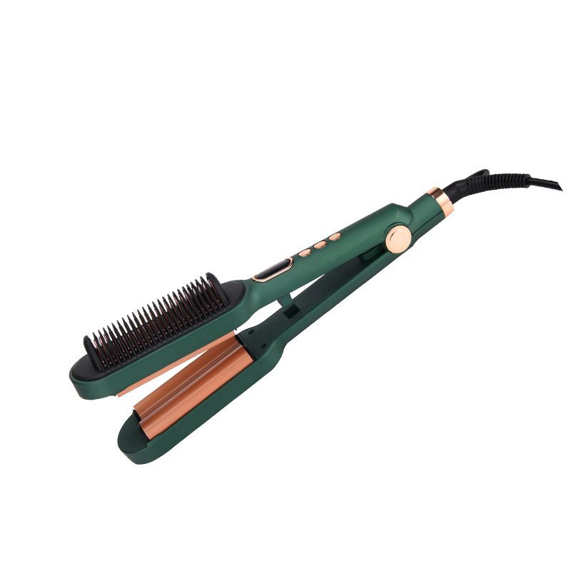 Three-Barrel Curling Iron Wave Straightener Brush Straightening Comb Adjustable Quick Heating With LCD Temperature_voghion.com